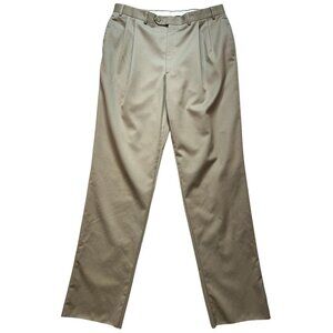 Nordstrom Men's Wool Pleated Dress Pants Straight Leg Size 38R Beige Stretch